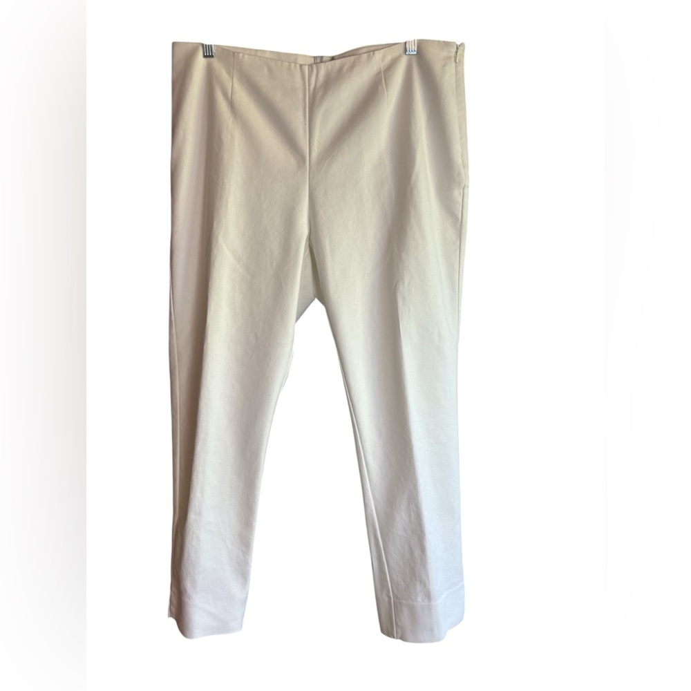 Chico’s Extra Large White Pants Stretch Cotton Ankle Slit Hem
